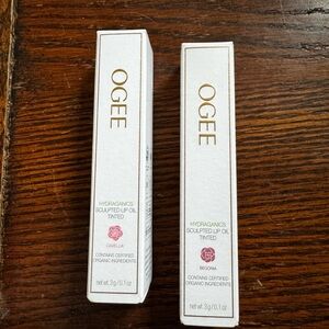 Two OGEE Tinted Lip Oil CONDITIONING LIP COLOR TREATMENT Camellia and Begonia